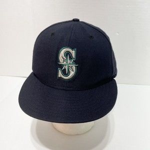 Vintage Seattle Mariners New Era Hat, Fitted 7 5/8, Dark Blue Cap, Logo, Maleko